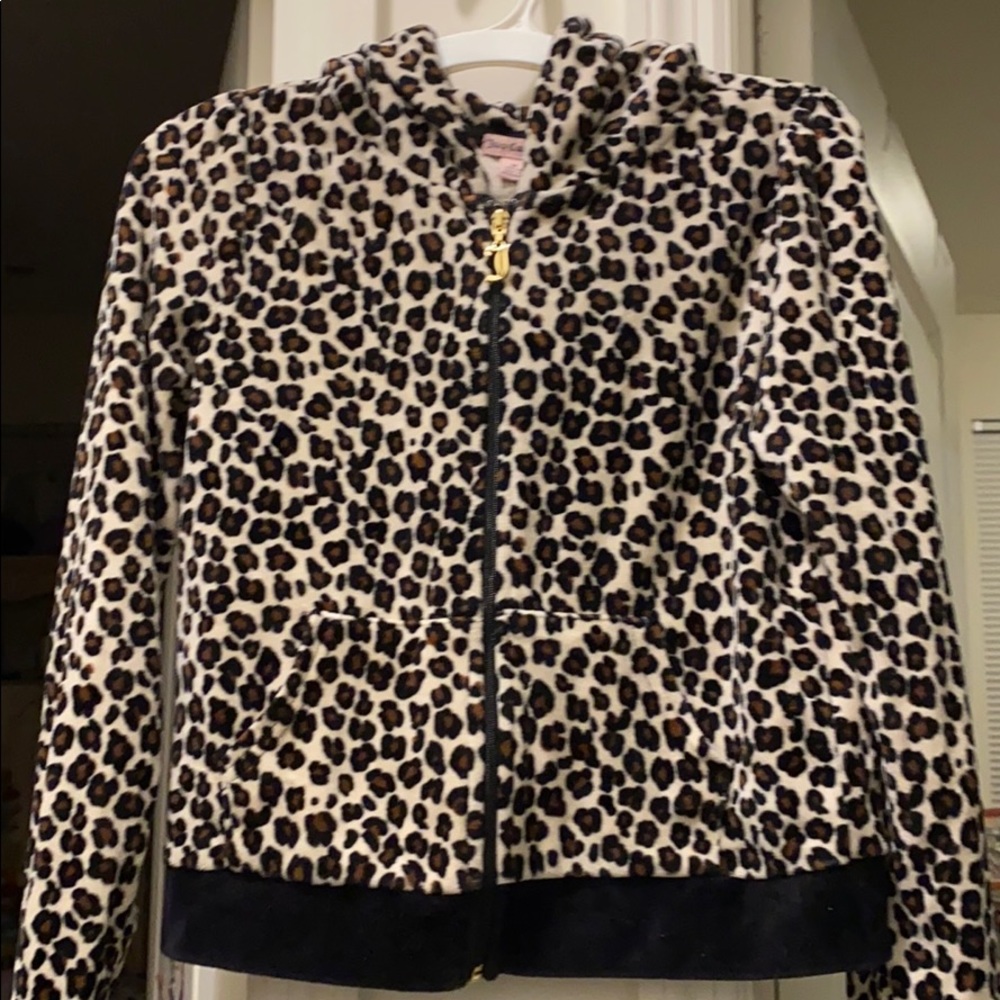 Juicy Couture girls cheetah print zip up sweater
